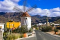Traditional village and windmills of Canary island. Mogan, Gran Canaria Royalty Free Stock Photo