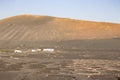 Traditional vineyards volcanic land in Lanzarote, Canary islands, Spain