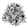 Traditional Vintage Rose Tattoo Flower Royalty Free Stock Photo