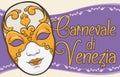 Traditional Volto Mask for Ladies to Celebrate Venice Carnival, Vector Illustration