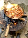 Traditional way of cooking Tebese in Ethiopia Royalty Free Stock Photo