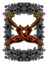 traditional weapon design with ornate carved frame