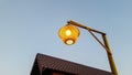 Traditional weaved bamboo lamp