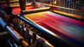 Traditional Weaving Loom Creating Colorful Fabric. Generative ai Royalty Free Stock Photo