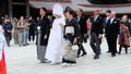 Traditional wedding ceremony at Meiji Shirine Royalty Free Stock Photo