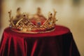 Traditional wedding crowns in a church. Wedding Crown Accessory