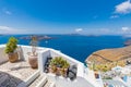 White concrete staircases leading down to beautiful bay with clear blue sky and sea Royalty Free Stock Photo