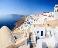 Traditional white and blue village in Santorini