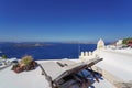 Traditional white buildings and rooftops in the villages of Santorini Island in Greece Royalty Free Stock Photo