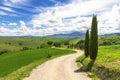 Traditional white country road in Tuscany Royalty Free Stock Photo