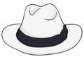 Traditional white straw hat in cartoon style, Vector illustration