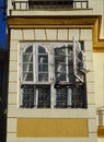 Enclosed balcony in Malaga. Spain. Royalty Free Stock Photo