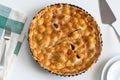 A traditional whole cherry pie, top view