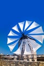 Traditional windmill on the go, Kos island Royalty Free Stock Photo