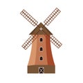 Traditional windmill isolated on white background. Farm concept. Royalty Free Stock Photo