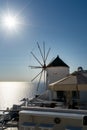 Traditional windmill in Oia town in Santorini island Royalty Free Stock Photo