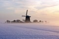 Traditional windmill in winter in the Netherlands Royalty Free Stock Photo