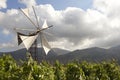 Traditional windmills in Lasithi plateau. Crete. Greece Royalty Free Stock Photo