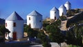 Traditional windmills on Leros Island Greece