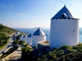 Traditional windmills on Leros Island Greece Royalty Free Stock Photo