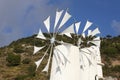 Traditional windmills near Lasithi plateau. Crete. Greece Royalty Free Stock Photo