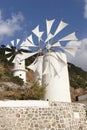 Traditional windmills near Lasithi plateau. Crete. Greece Royalty Free Stock Photo