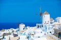 Traditional windmills of Santorini, Greece Royalty Free Stock Photo