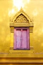 Traditional window and door in Thai style at the temple of Thailand Royalty Free Stock Photo