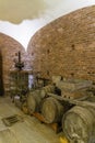 Traditional winemaking equipment in Piedmont, Italy