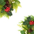 Traditional Winter Holly and Flora Border Royalty Free Stock Photo