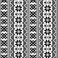 Lapland seamless vector pattern, Scandianvian folk art design, Sami cross stitch monochrome background