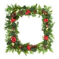 Traditional Winter Solstice Greenery Background Border Royalty Free Stock Photo