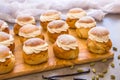 Traditional winter sweet: Semla semlor or fastlagsbulle flavored with cardamom, filled with almond paste & whipped cream