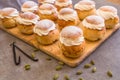 Traditional winter sweet: Semla semlor or fastlagsbulle flavored with cardamom, filled with almond paste & whipped cream