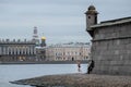 Traditional winter swimming walrus in the Peter and Paul fortress cityscape, Saint-Petersburg, Russia, November 12, 2019