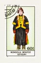 Traditional Woman from Mongolia on Postage Stamp