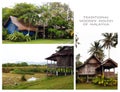 Traditional wood houses of Malaysia Collage Royalty Free Stock Photo