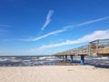 Traditional wooded sea bridge pier