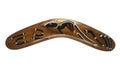 Traditional wooden australian boomerang on white