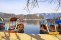 Traditional wooden boats on Lake Bled Royalty Free Stock Photo