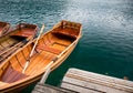 Traditional wooden boats on Lake Bled, Slovenia. Royalty Free Stock Photo