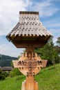 Traditional Wooden Carved Cross - Barsana Monastery Maramures Romania