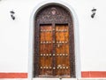 Traditional wooden carved door in Stone Town, Zanzibar Royalty Free Stock Photo