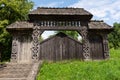 Traditional Wooden Carved Gate at Barsana Monastery Royalty Free Stock Photo