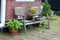 Traditional wooden chair at zaanse schans in The Netherlands close to Amsterdam. Royalty Free Stock Photo