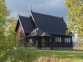 Traditional wooden Church in Kvikkokk built in 1906, located in northern Sweden Lapland. End of gamous Kungsleden trail