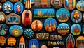 Traditional wooden colorful souvenir magnets splay Prague Czech Republic magnet art gift colourful display europa east europe Royalty Free Stock Photo