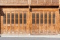 The traditional wooden doors with lattice windows,which has the style of typical architecture of southern China in the Ming and