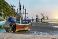 Traditional wooden fishing boats on the beach Royalty Free Stock Photo