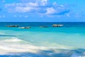 Traditional wooden fishing boats dhow at Zanzibar island, Tanzania Royalty Free Stock Photo